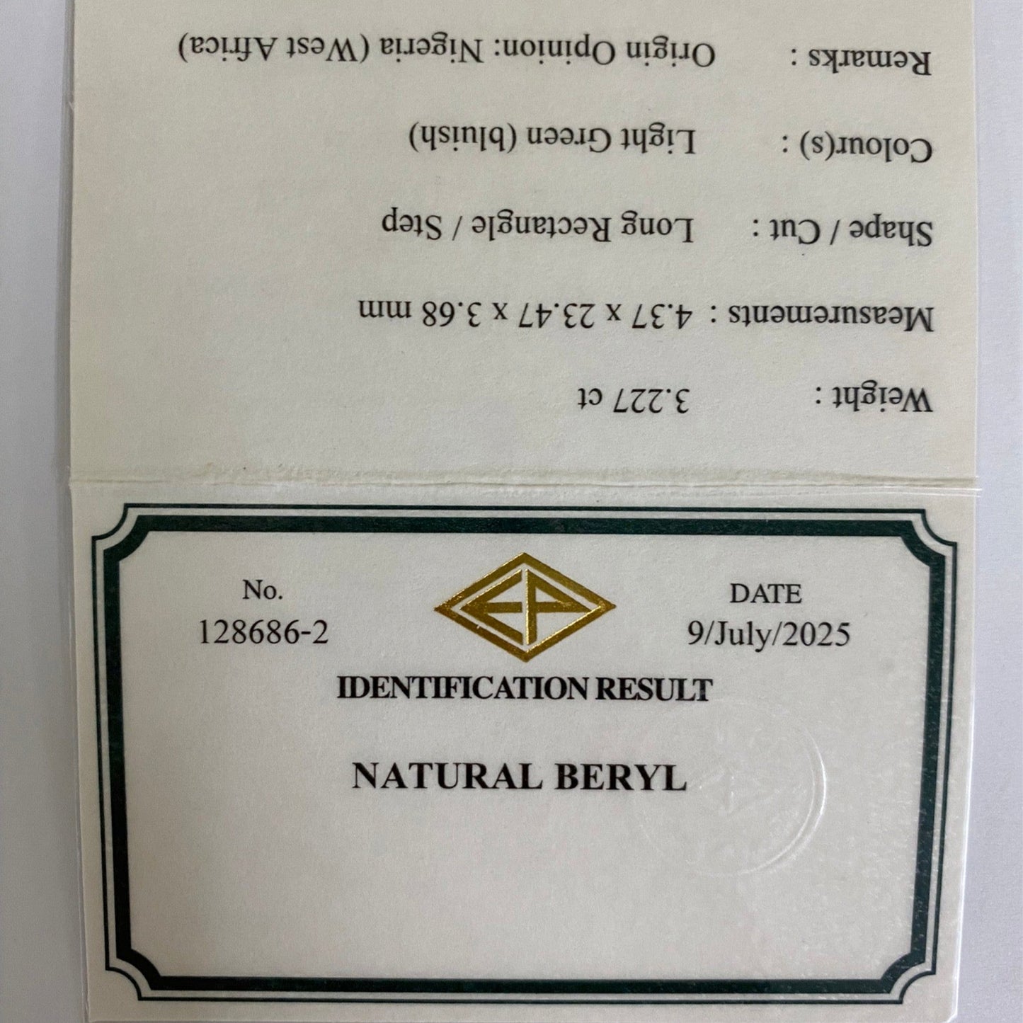 Green Beryl 3.227ct / Nigeria