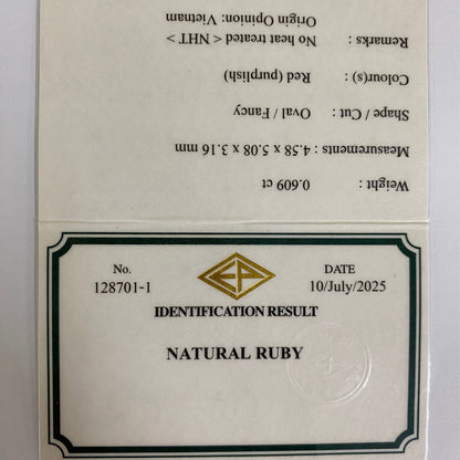 Un-Heat Ruby 0.609ct / Vietnam