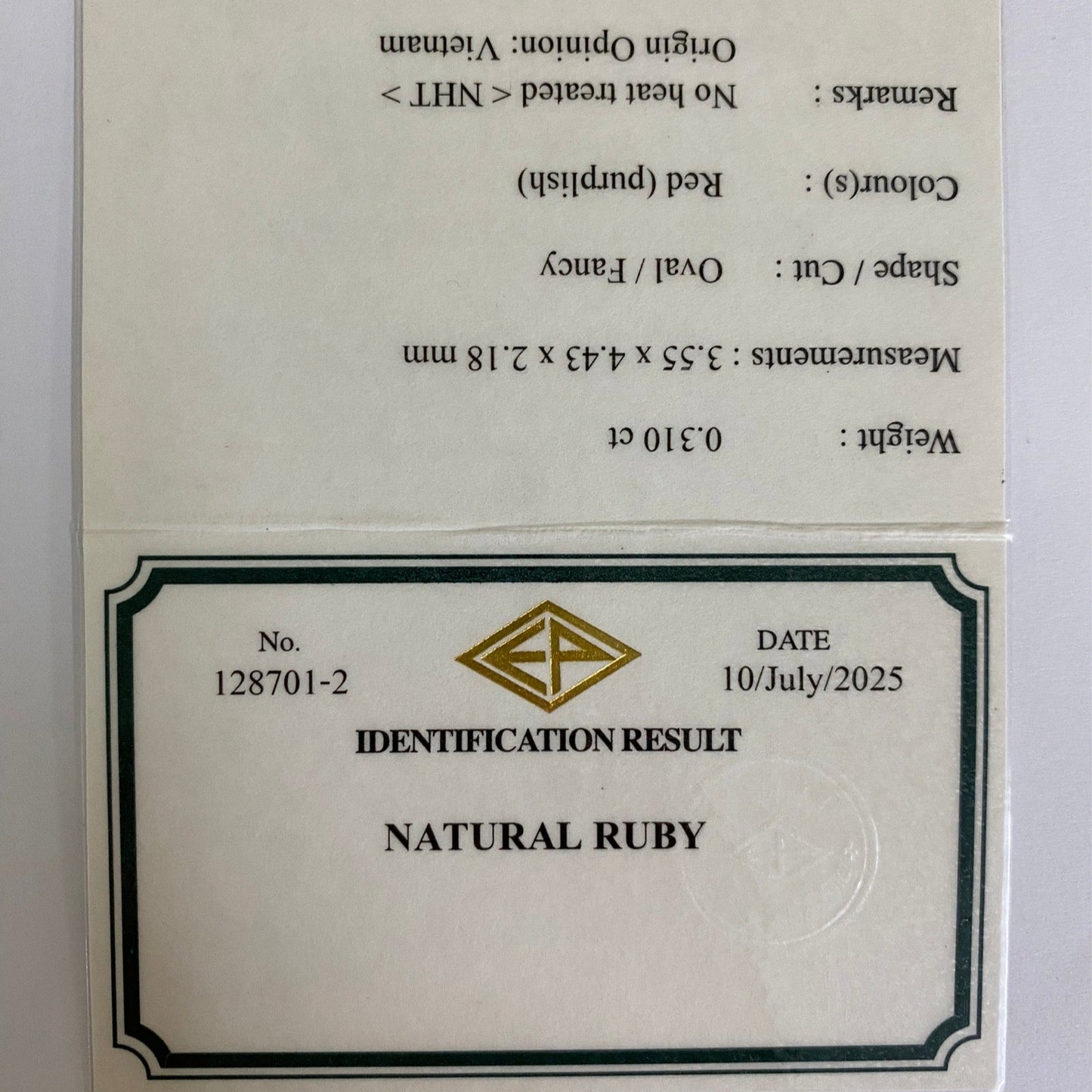Un-Heat Ruby 0.310ct / Vietnam