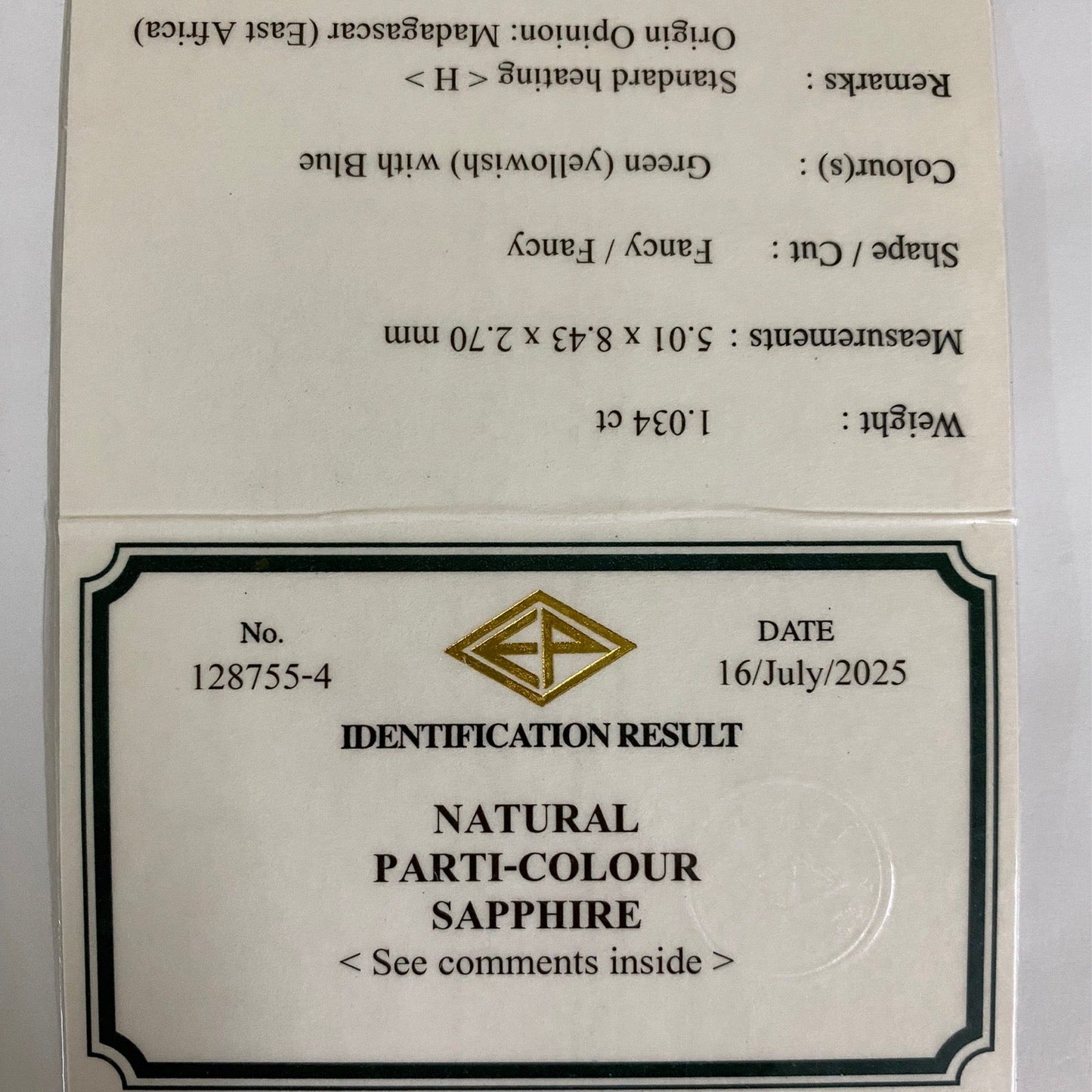 【lulu's Focus】Parti-Color Sapphire 1.034ct / Madagascar