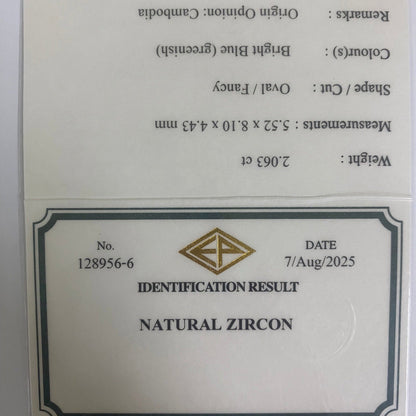 Blue Zircon 2.063ct (Tenebresence) / Cambodia