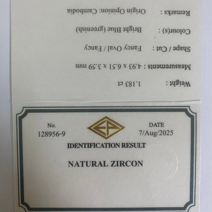 UV Tenebresent Zircon 1.183ct / Cambodia