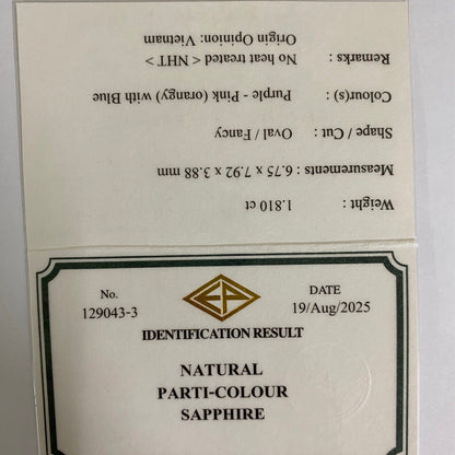 Un-Heat Parti-Color Sapphire 1.810ct / Vietnam