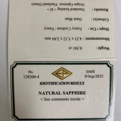 Deep Indigo Blue Sapphire 0.561ct / Thailand