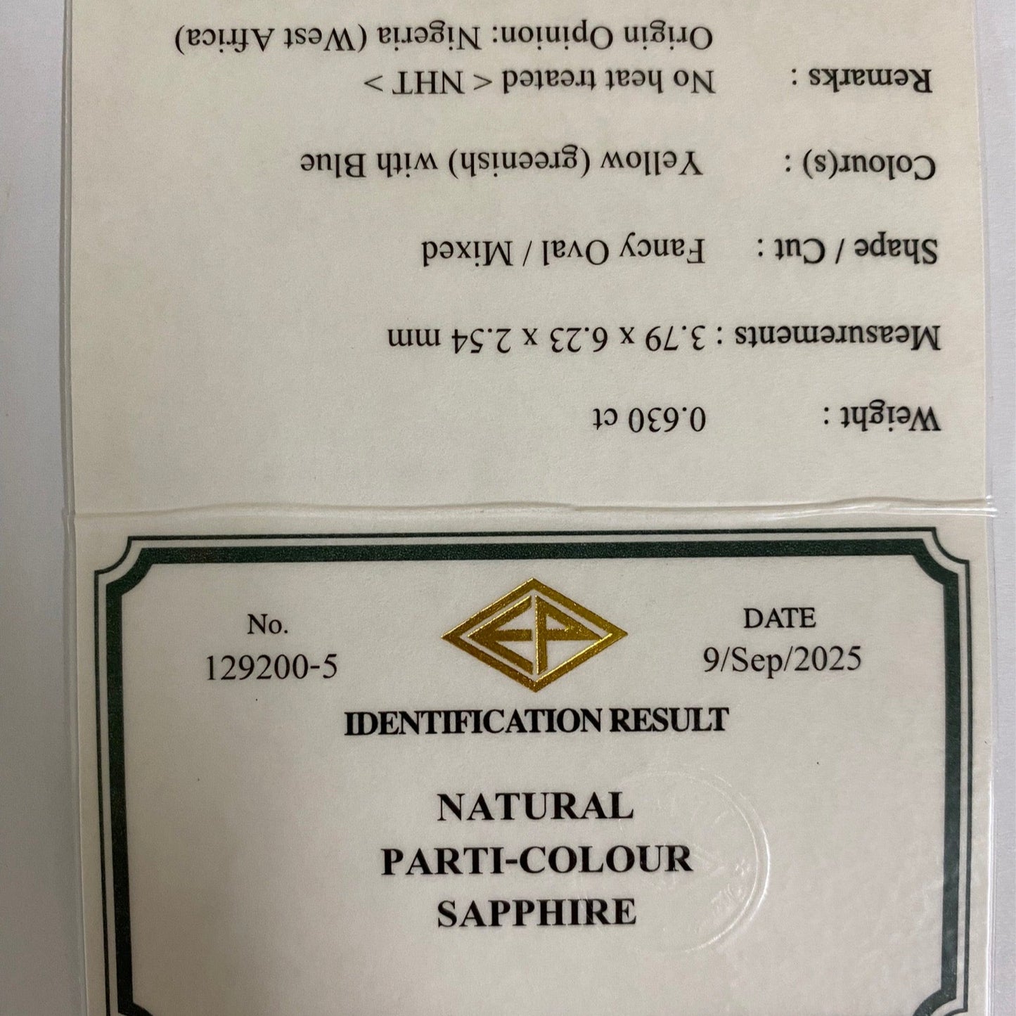 Un-Heat Parti-Color Sapphire 0.630ct / Madagascar