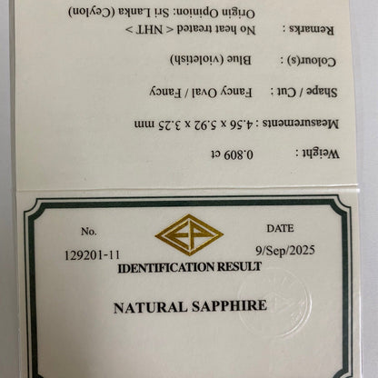 Unheated Sapphire 0.809ct / Sri Lanka