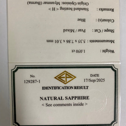 Royal Blue Sapphire 1.050ct / Burma