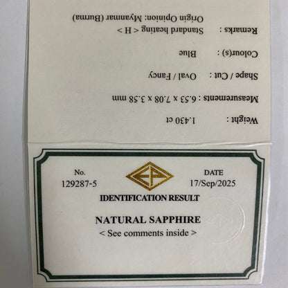 Royal Blue Sapphire 1.430ct / Burma