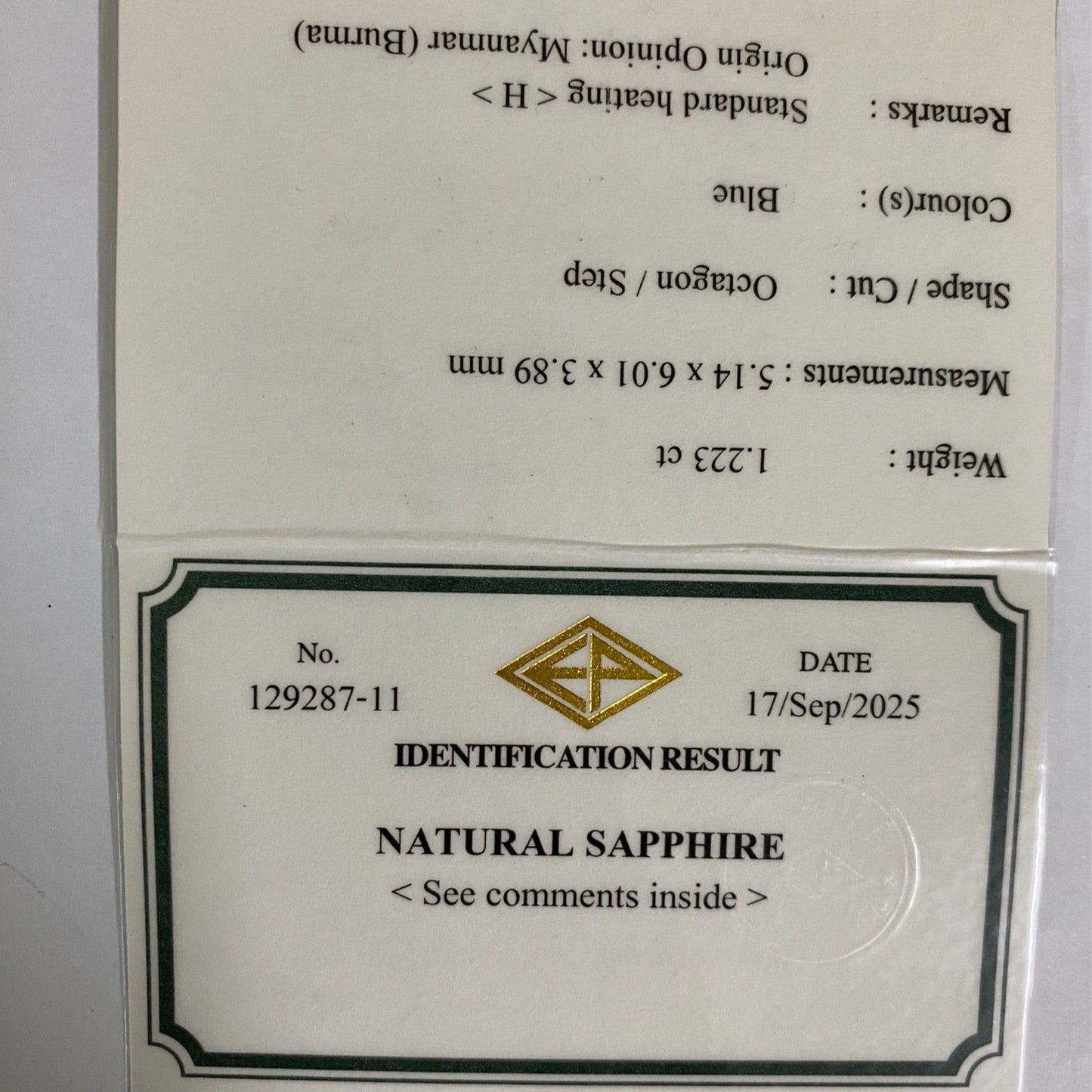 Burma Sapphire 1.223ct