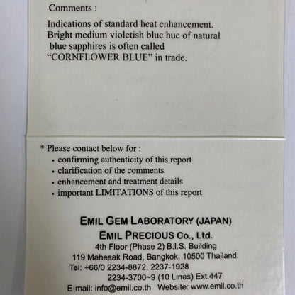 Cornflower Blue Sapphire 0.470ct / Burma