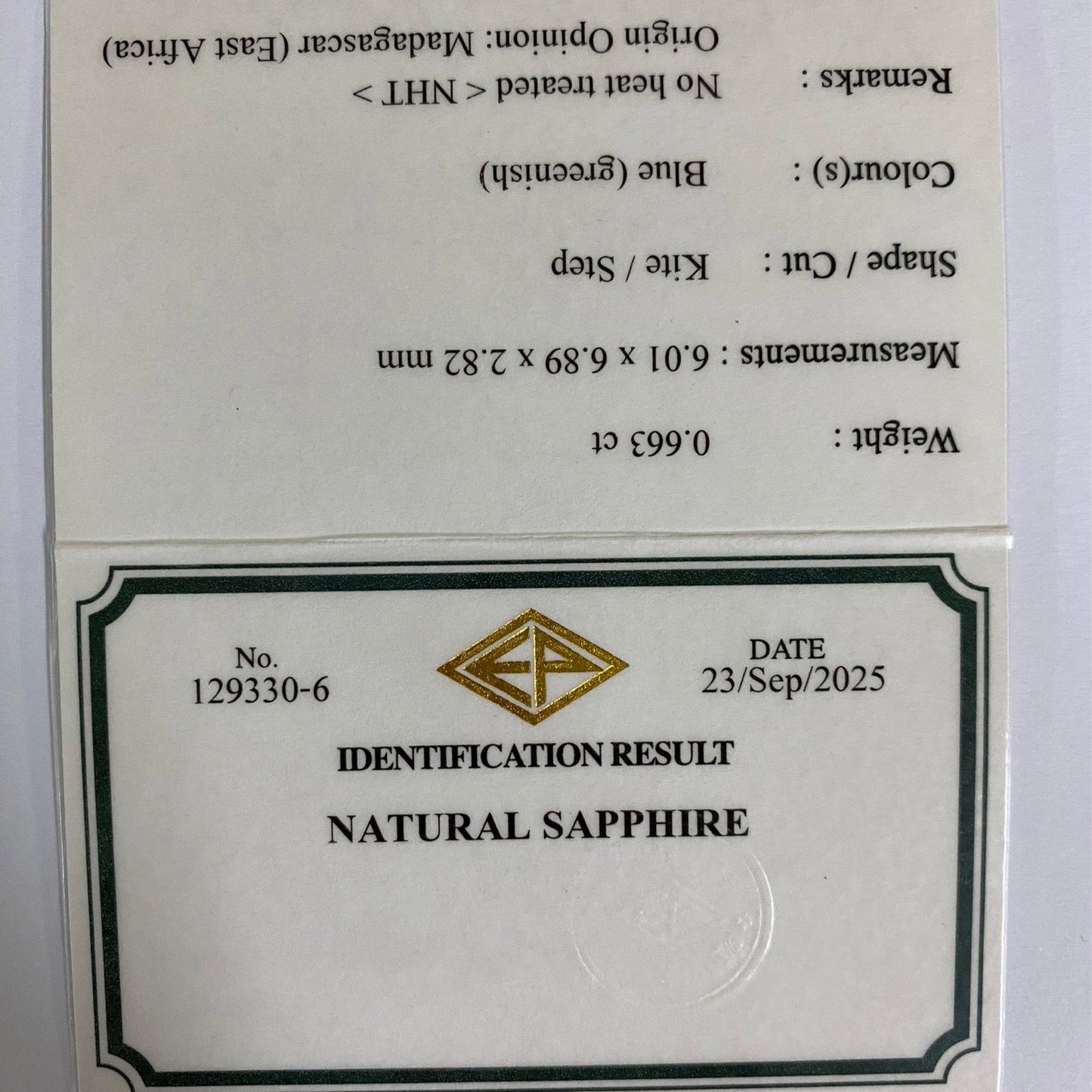 Un-Heat Sapphire 0.663ct / Madagascar