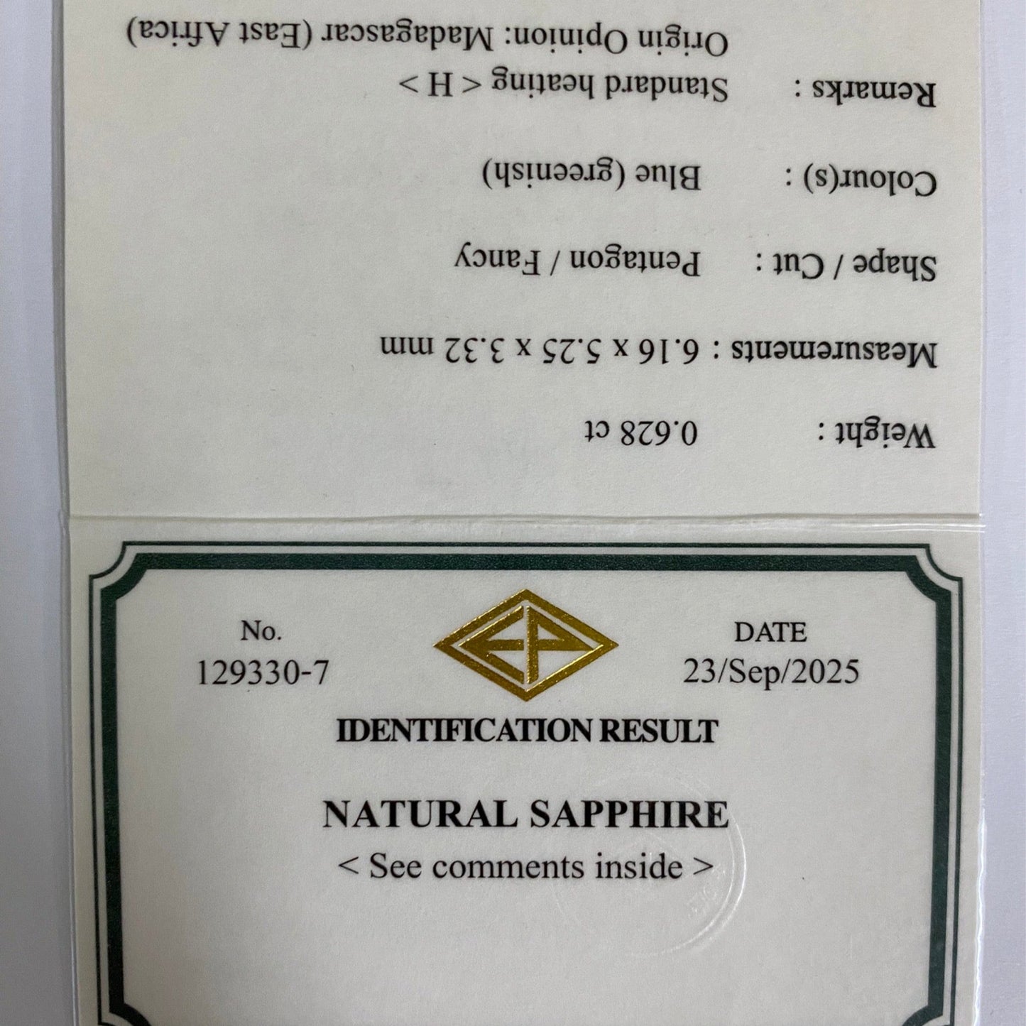 【Trial Price】Greenish Blue Sapphire 0.628ct / Madagascar