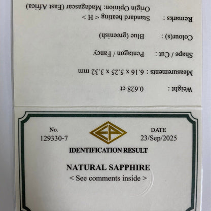 【Trial Price】Greenish Blue Sapphire 0.628ct / Madagascar