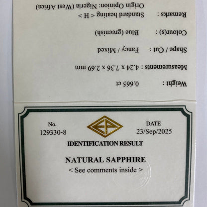 Greenish Blue Sapphire 0.665ct / Nigeria
