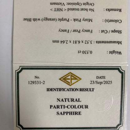Un-Heat Parti-Color Sapphire 0.530ct / Vietnam