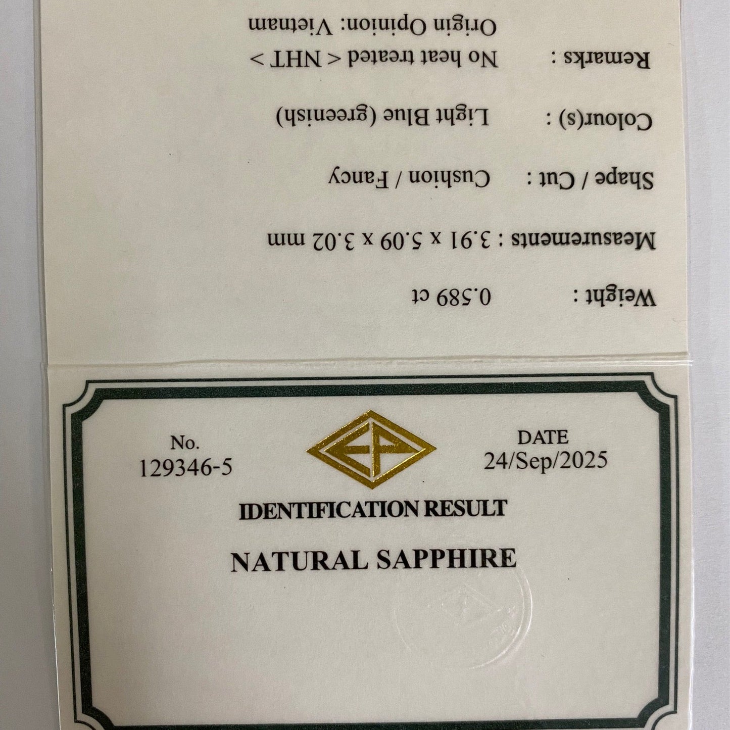 Un-Heat Sapphire 0.589ct / Vietnam