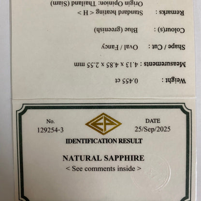 Greenish Blue Sapphire 0.455ct / Thailand