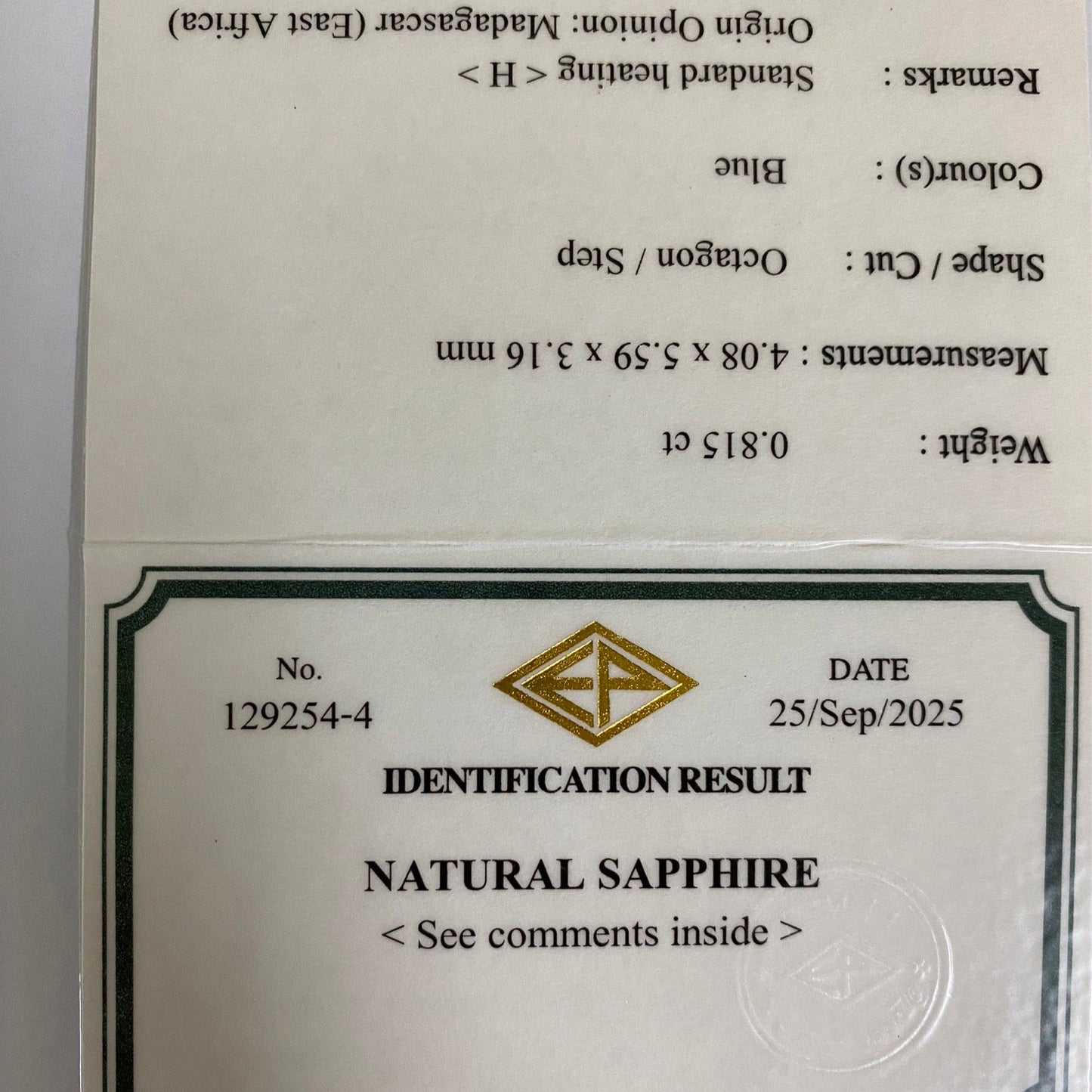 Deep Indigo Blue Sapphire 0.815ct / Madagascar