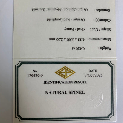 Orangy Red Spinel 0.420ct / Burma