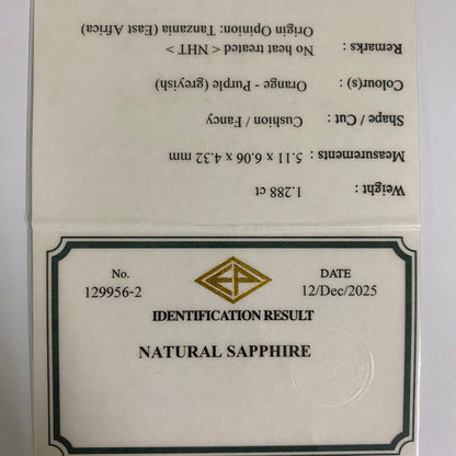 Unheated Sapphire 1.288ct / Tanzania