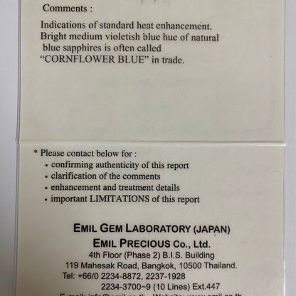 Cornflower Blue Sapphire 0.887ct / Burma