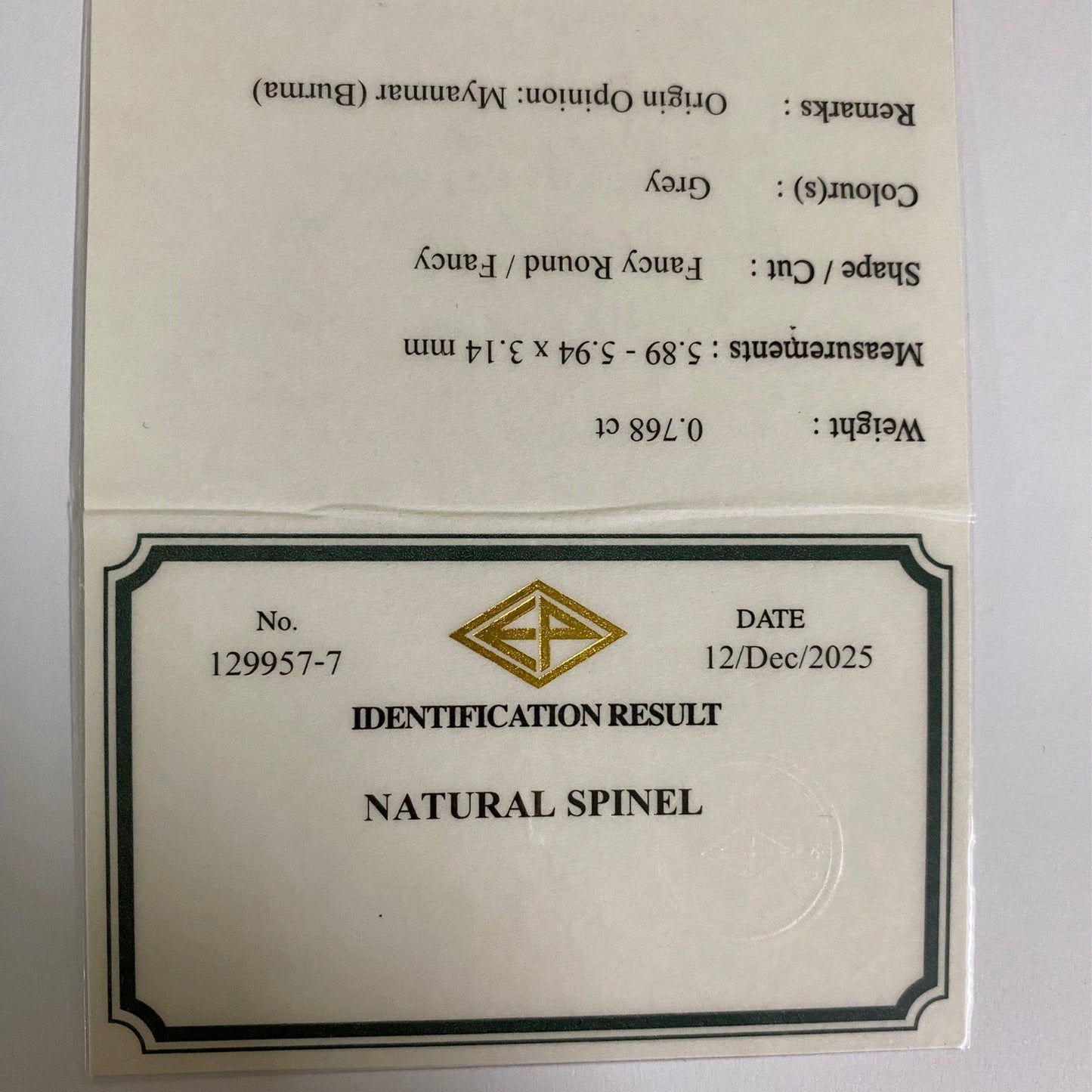 Grey Spinel 0.768ct / Burma