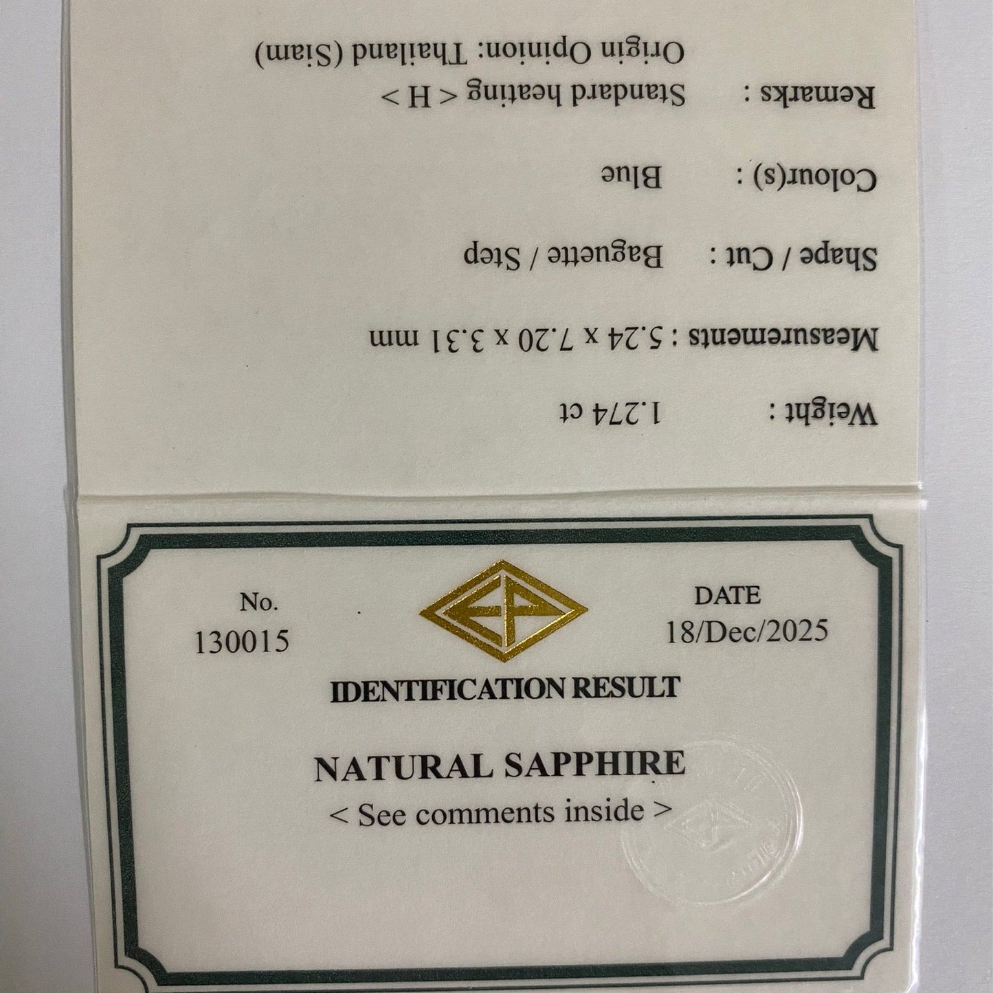 【One Price】Cornflower Blue Sapphire 1.274ct / Kanchanaburi (Thailand)