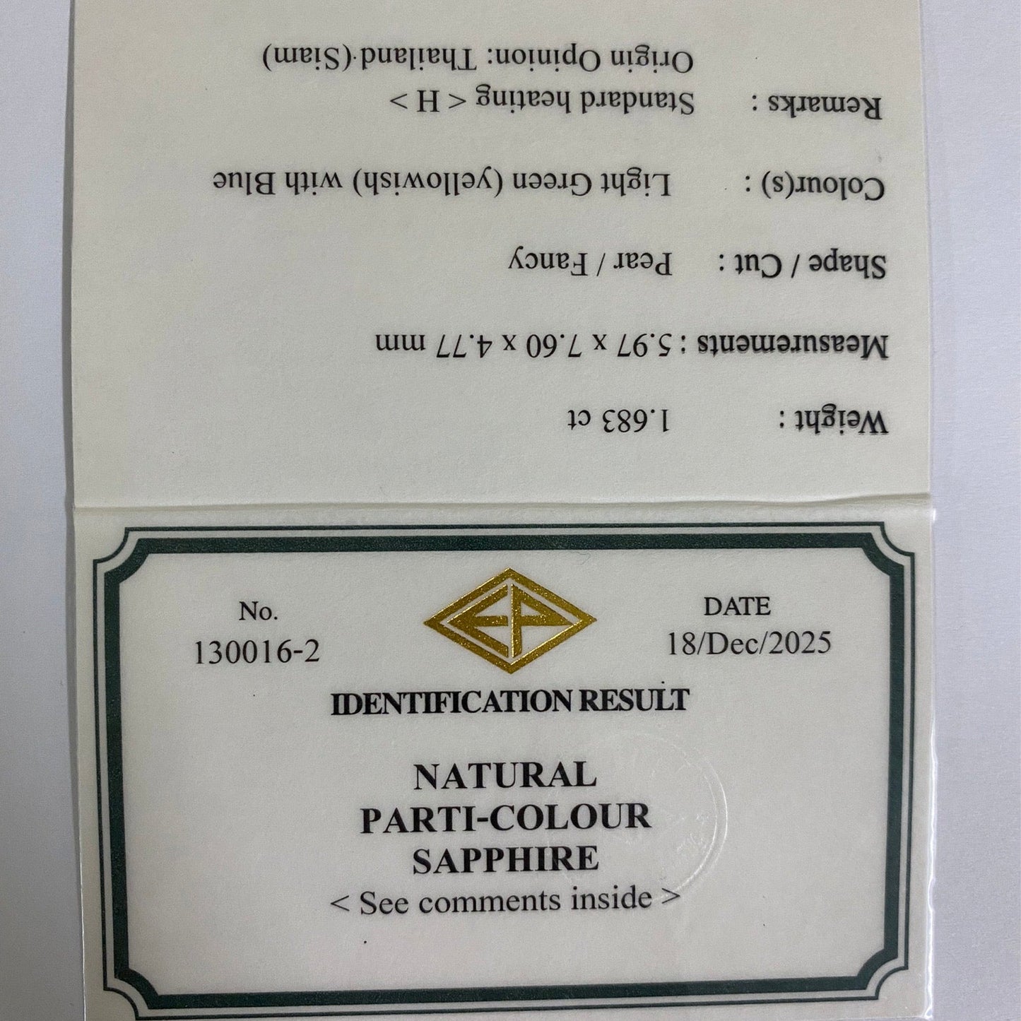 Parti-Color Sapphire 1.683ct / Thailand