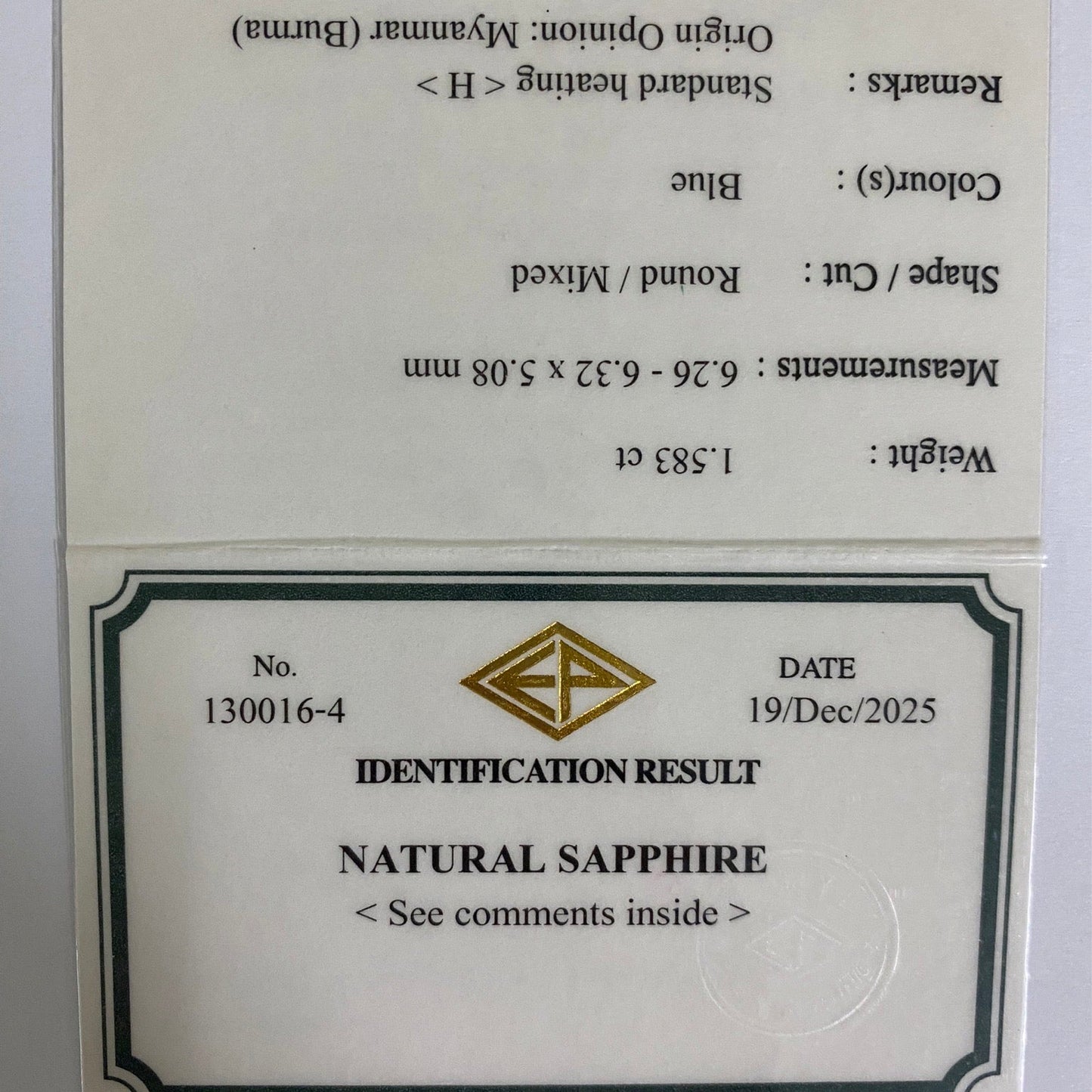 Burma Sapphire 1.583ct