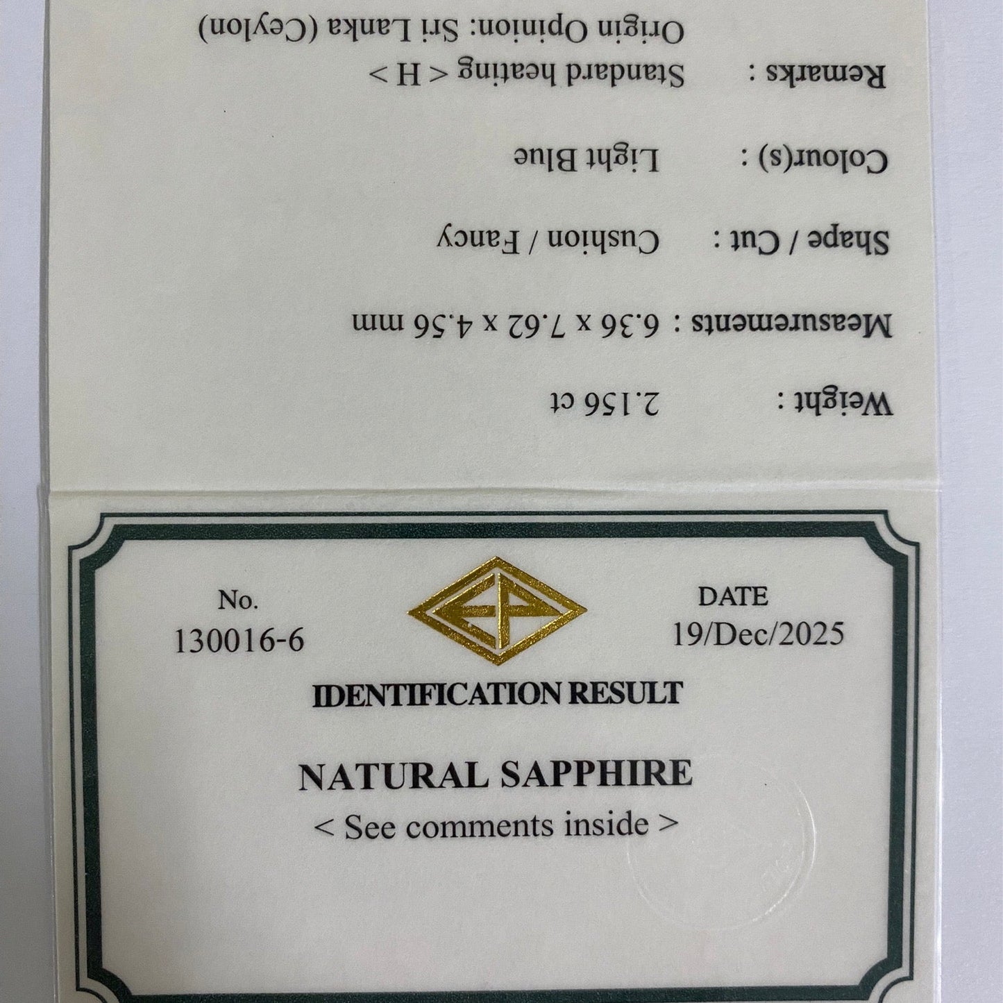 "Sky Blue & Cornflower Blue" Sapphire 2.156ct / Sri Lanka