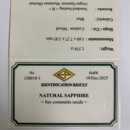 Cornflower Blue Sapphire 1.579ct / Burma