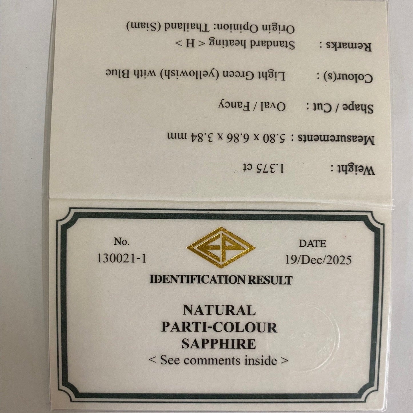 Parti-Color Sapphire 1.375ct / Thailand