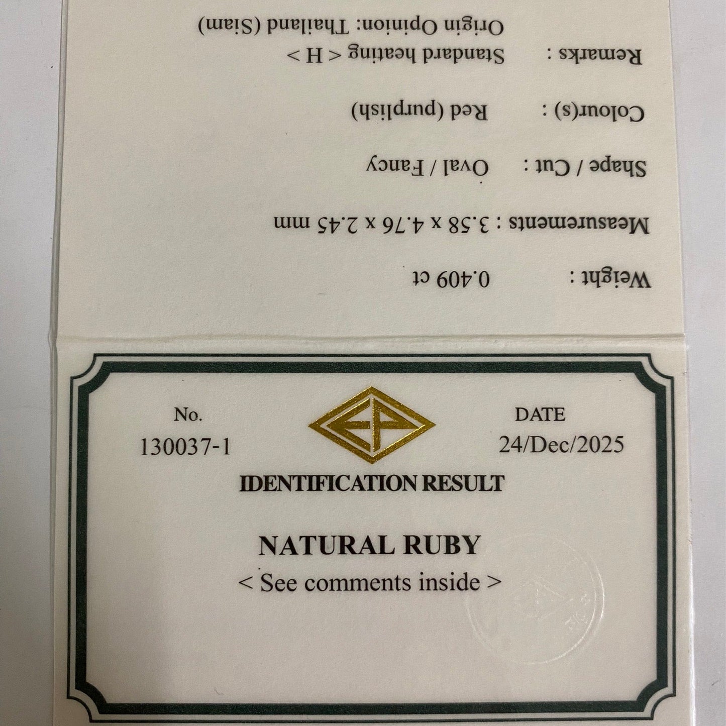 Ruby 0.409ct / Thailand