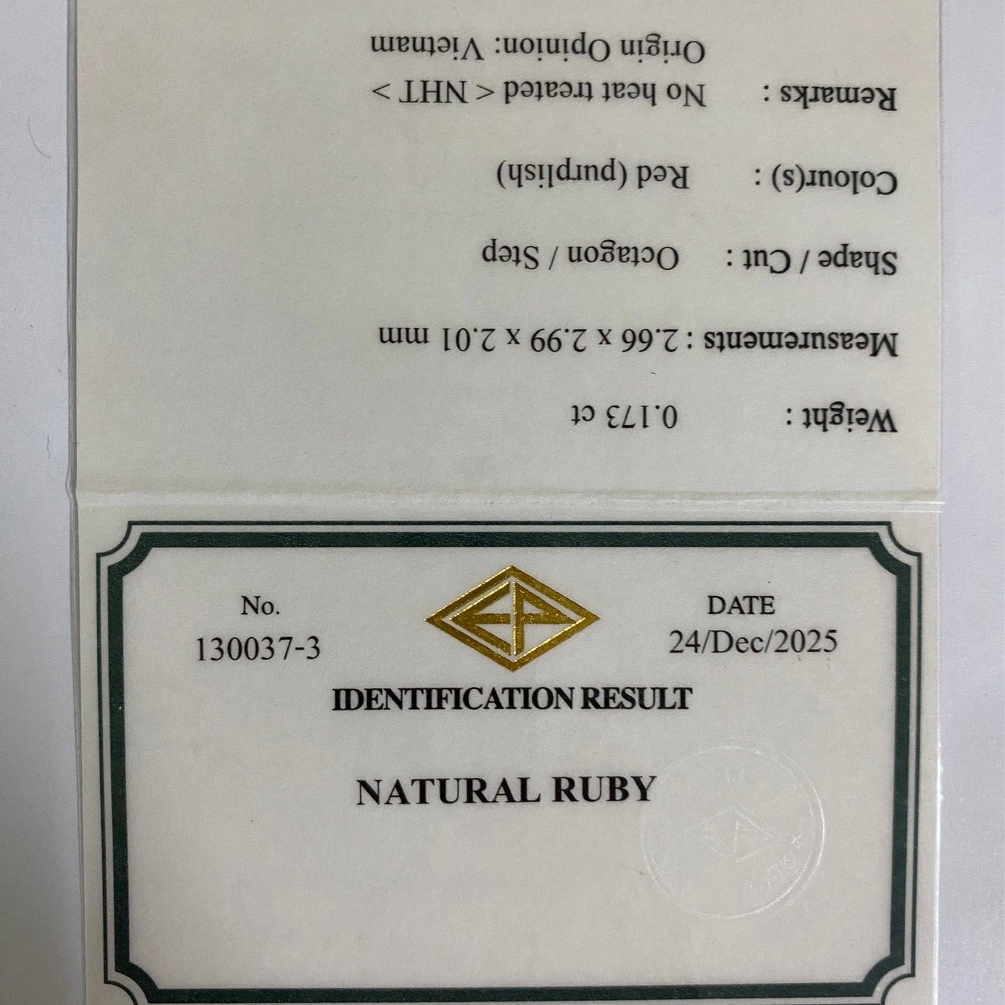 Un-Heat Ruby 0.173ct / Vietnam