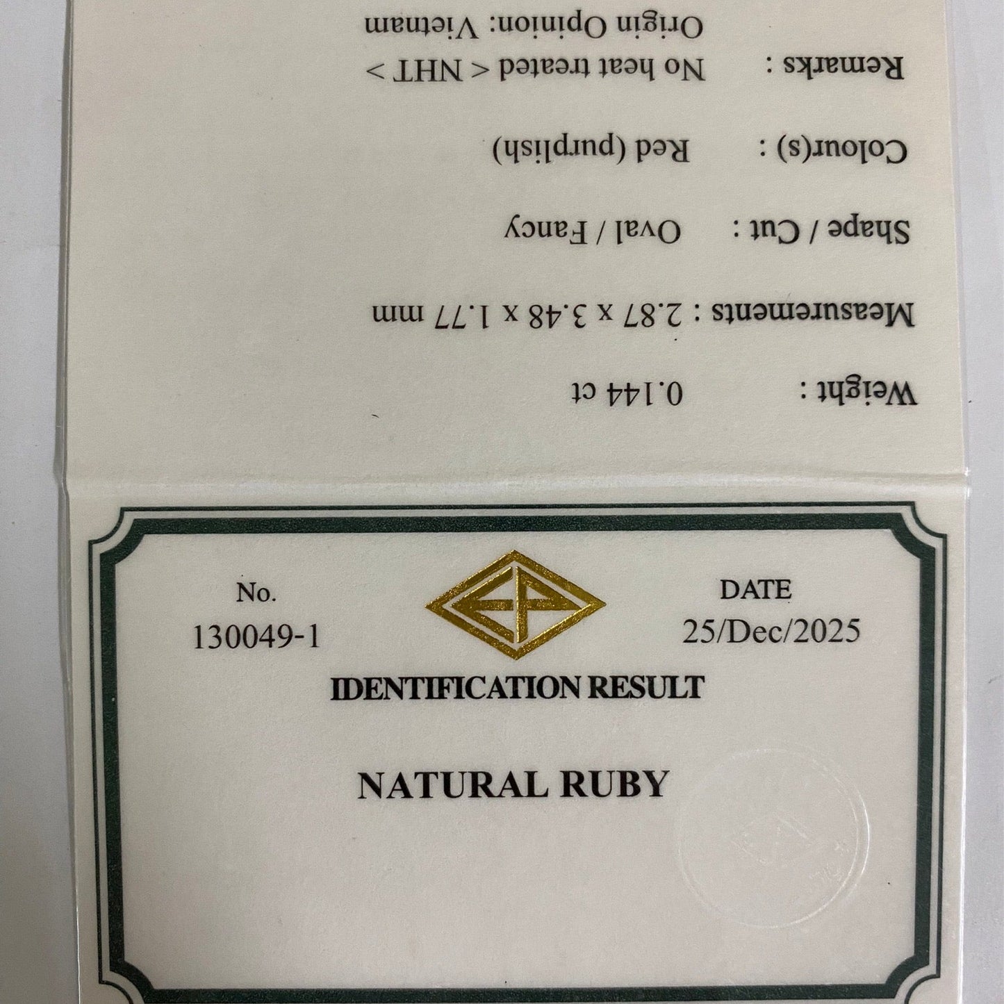 Un-Heat Ruby 0.144ct / Vietnam