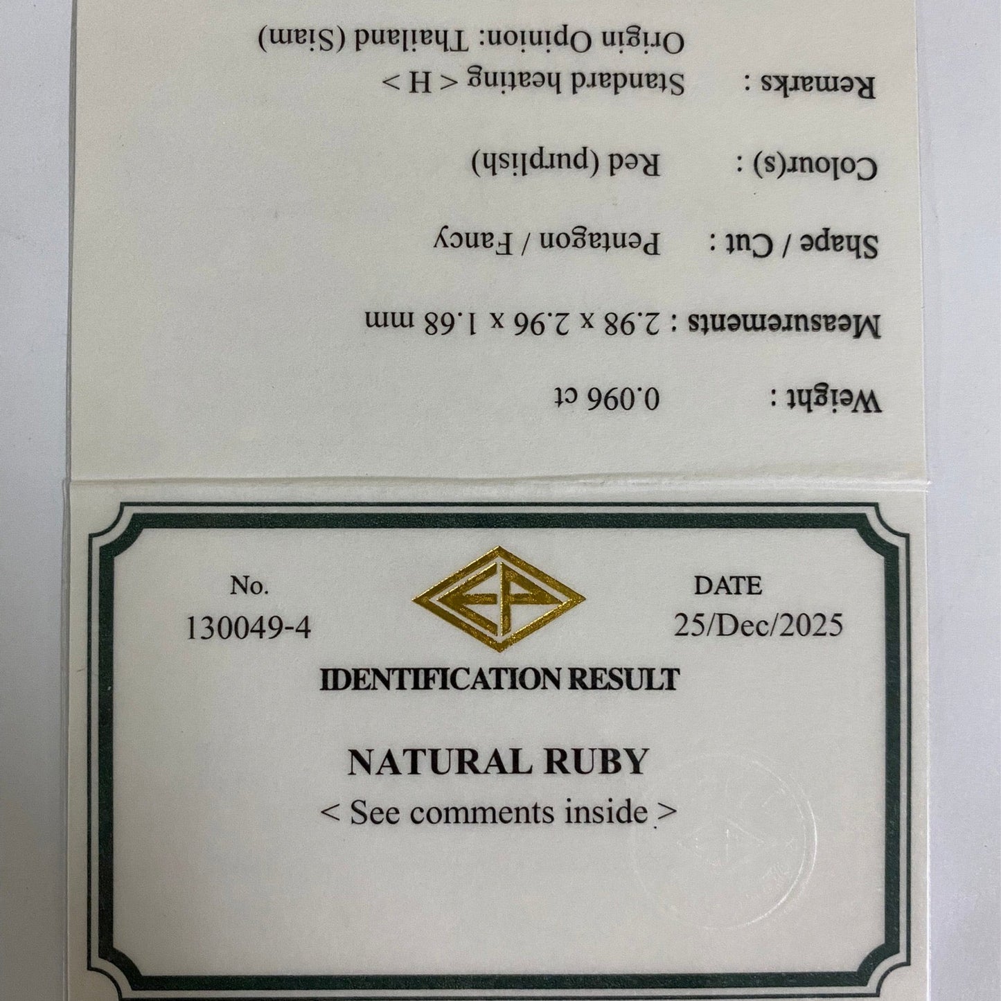 Pigeon Blood Ruby 0.096ct / Thailand