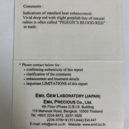 Pigeon Blood Ruby 0.096ct / Thailand