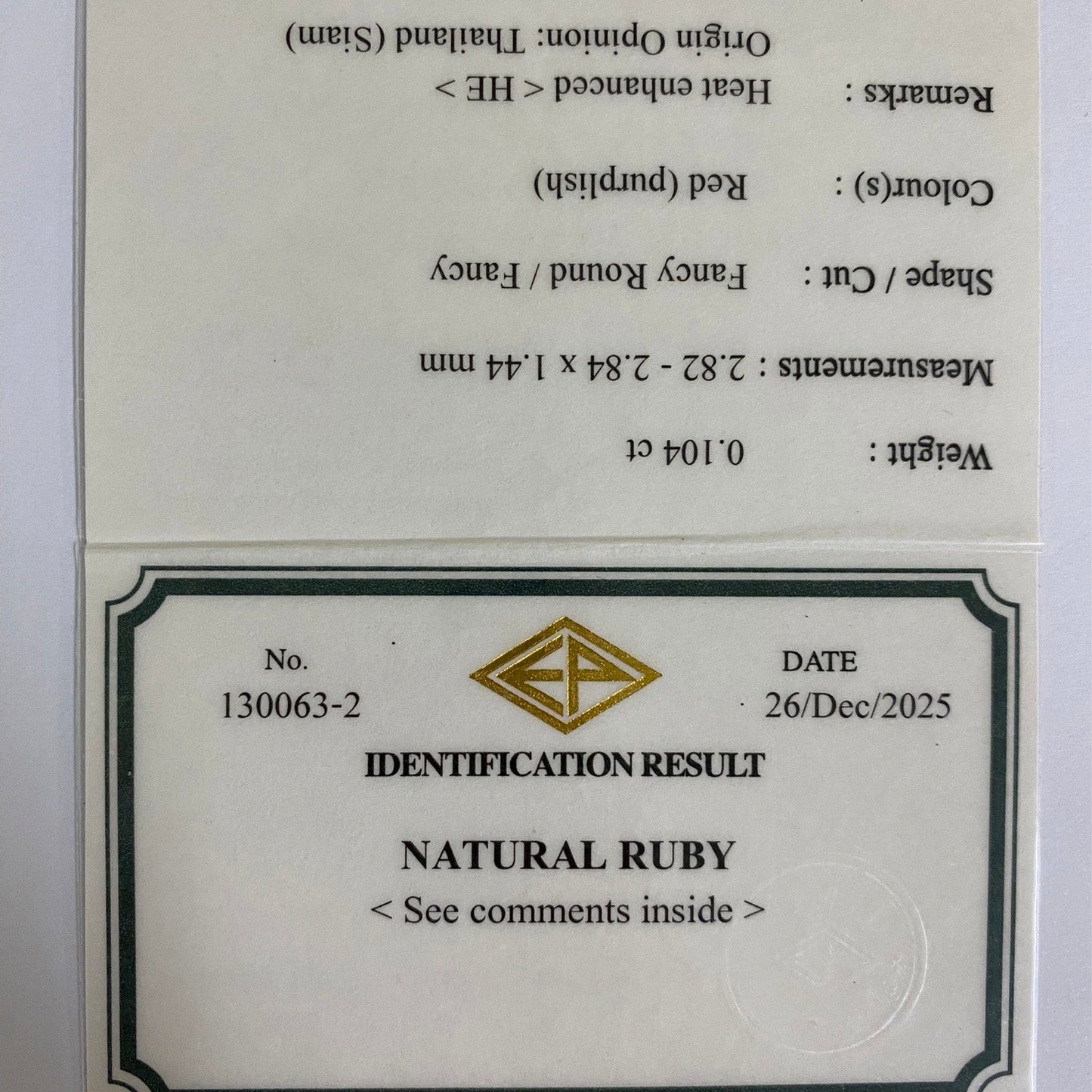 Ruby 0.104ct / Thailand