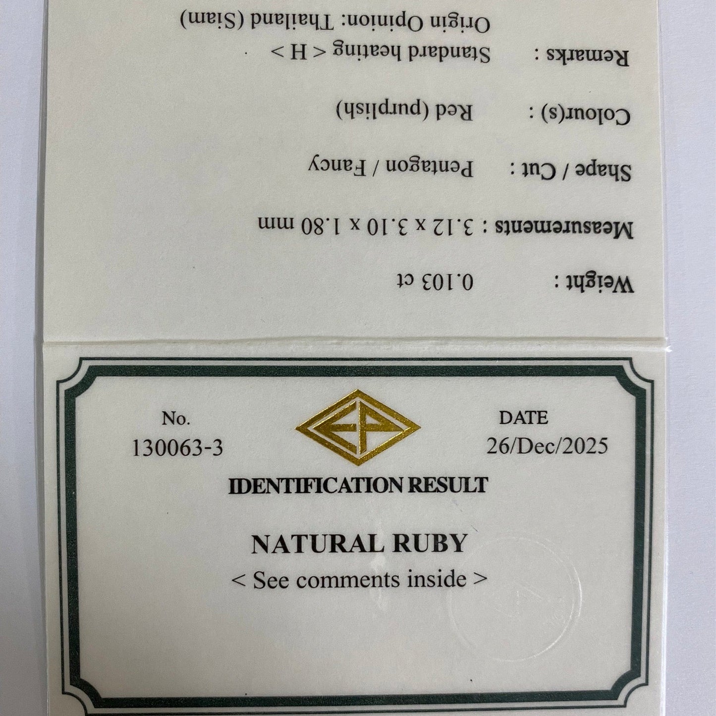 Ruby 0.103ct / Thailand