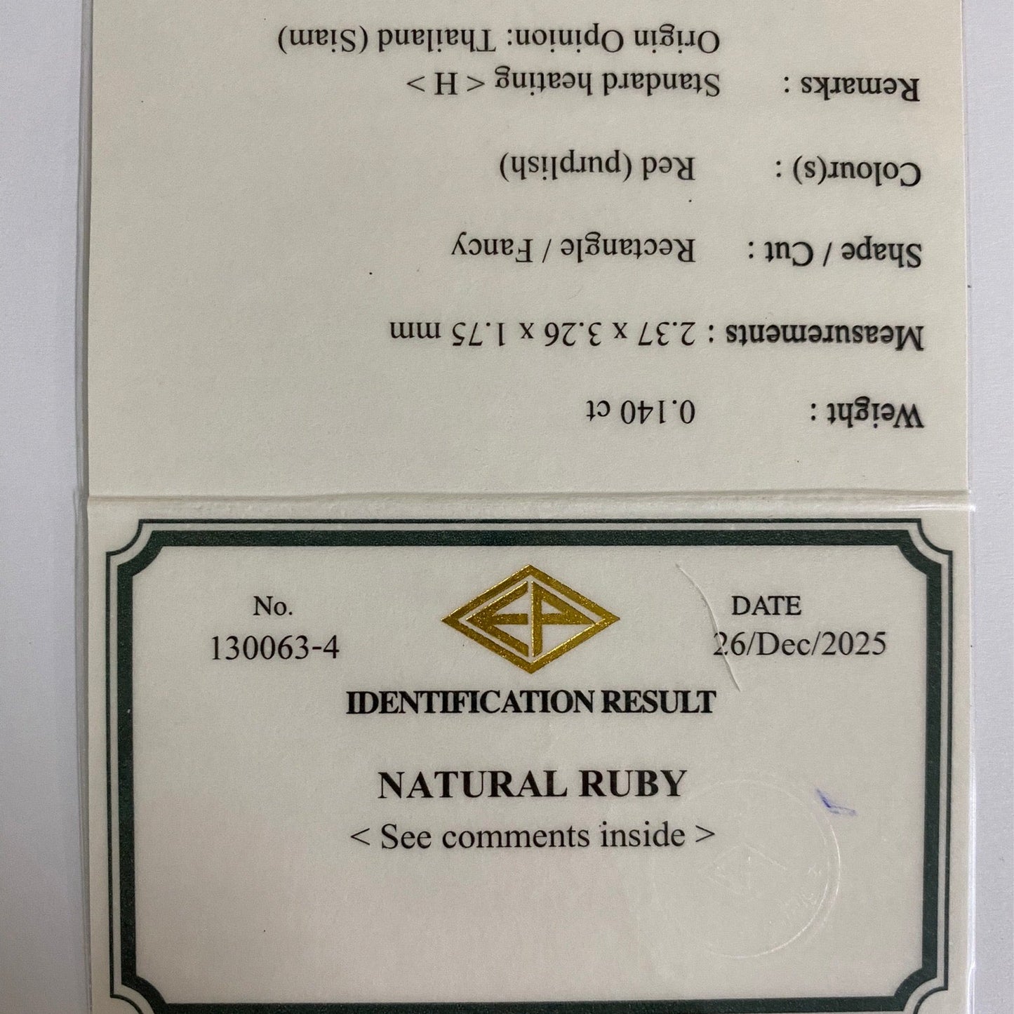 Ruby 0.140ct / Thailand