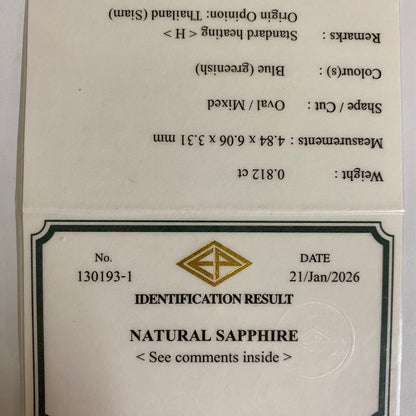 Greenish Blue Sapphire 0.812ct / Kanchanaburi