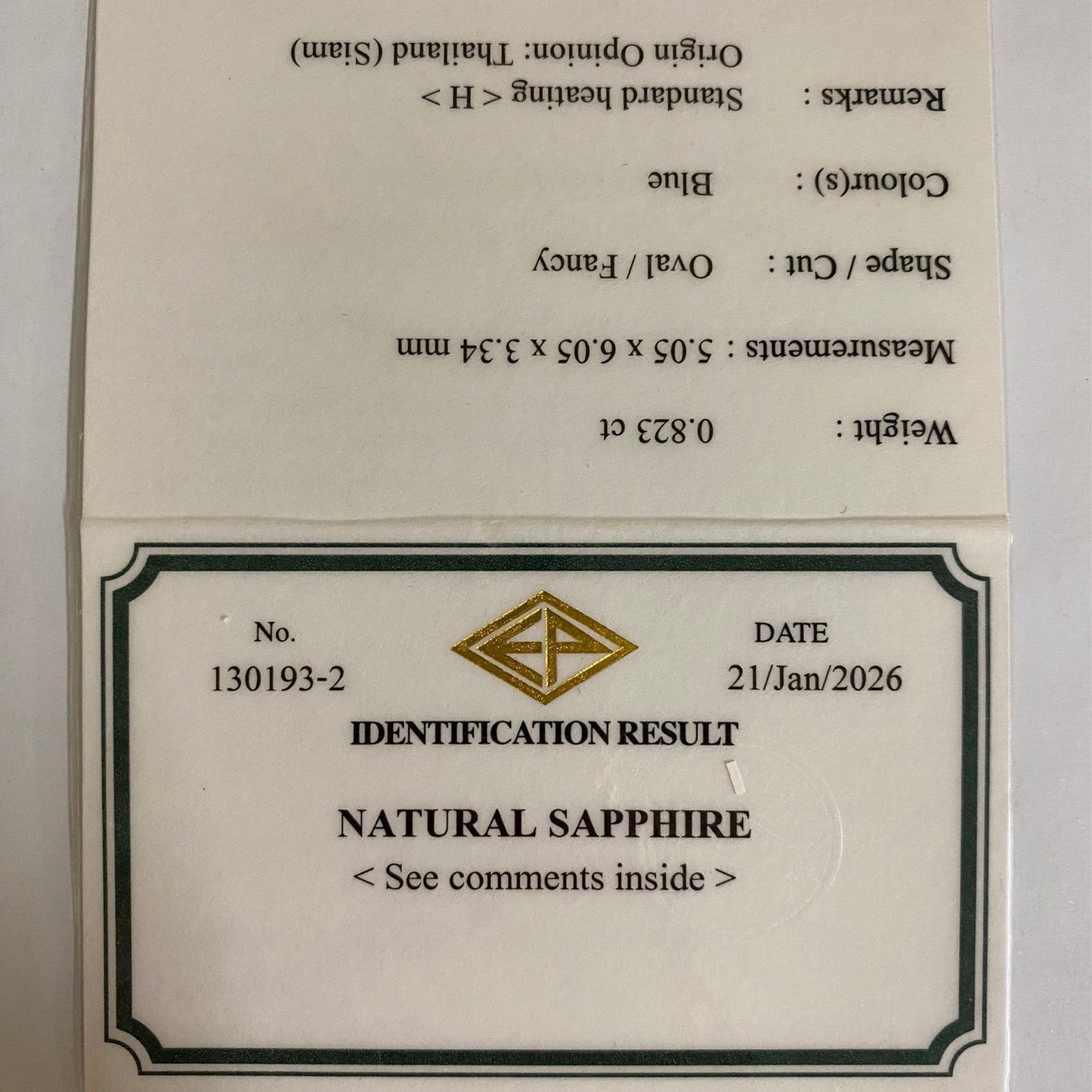 Kanchanaburi Sapphire 0.823ct / Thailand