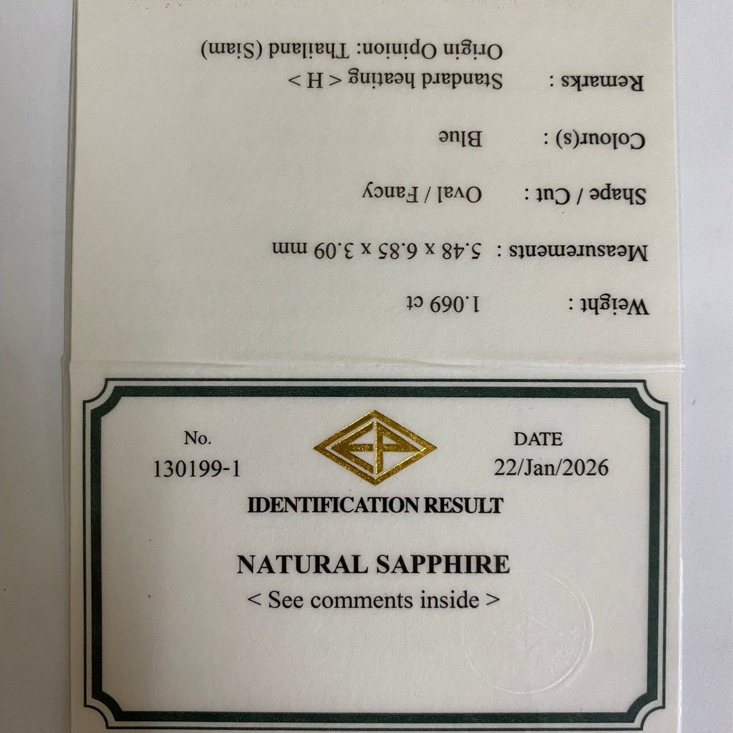 【from Rough】Purplish Blue Sapphire 1.069ct / Thailand