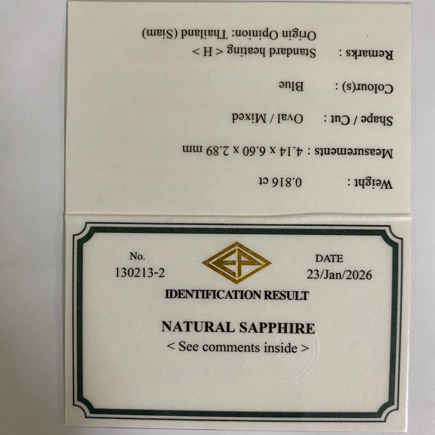 Kanchanaburi Sapphire 0.816ct / Thailand