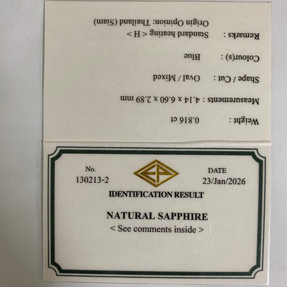 Kanchanaburi Sapphire 0.816ct / Thailand