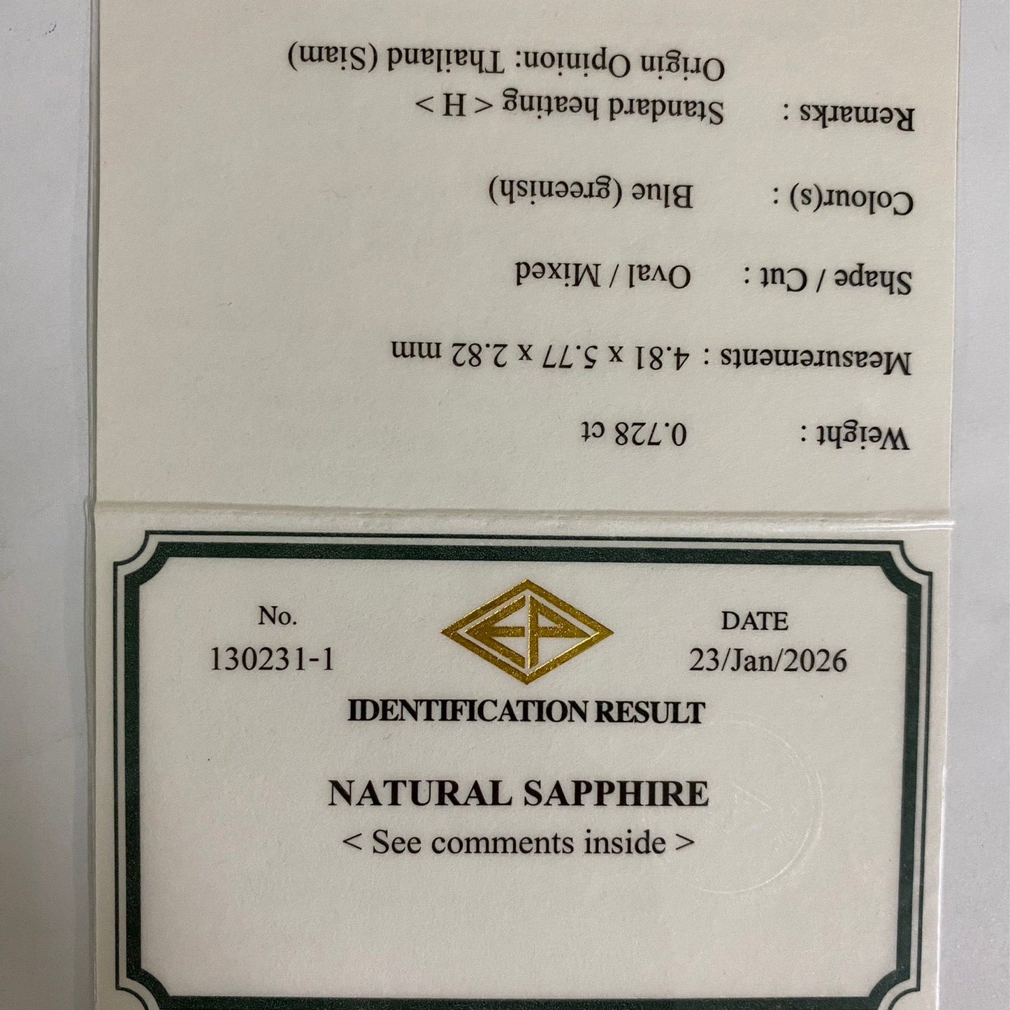 Kanchanaburi Sapphire 0.728ct / Thailand