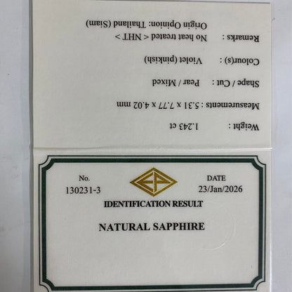 【from Rough】Unheated Sapphire 1.243ct / Kanchanaburi
