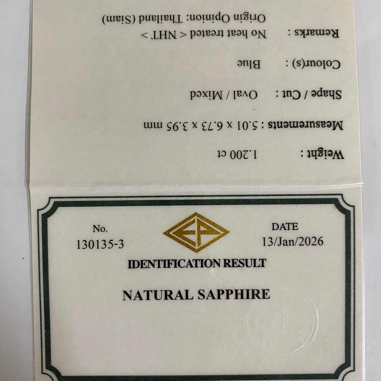Unheated Sapphire 1.200ct / Kanchanaburi