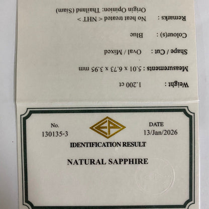 Unheated Sapphire 1.200ct / Kanchanaburi