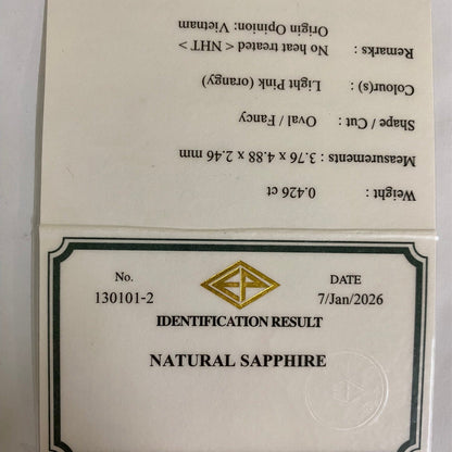 Un-Heat Padparadscha Sapphire 0.426ct / Vietnam